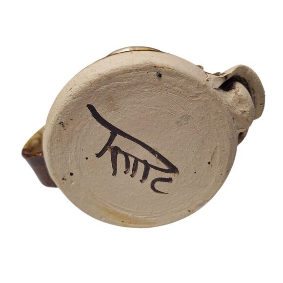 Handmade Face Mug Pottery Cup Clay Folk Art Hillbilly Brown Glaze Signed Tea - Picture 6 of 9